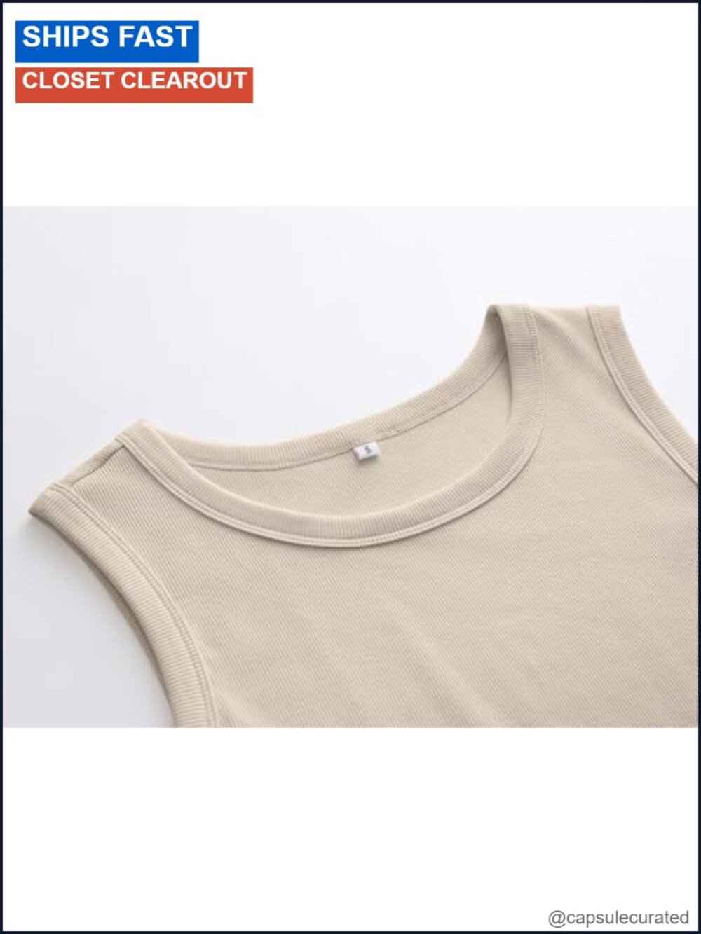 High Neck Ribbed Tank Top Sleeveless Summer Slim Fit Racerback Cami - Picture 2 of 6